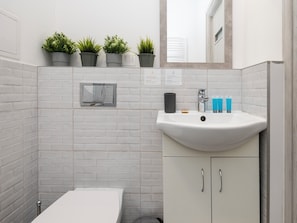 Ducha, secador de pelo y toallas