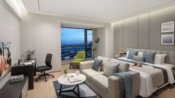 In-room safe, desk, laptop workspace, iron/ironing board