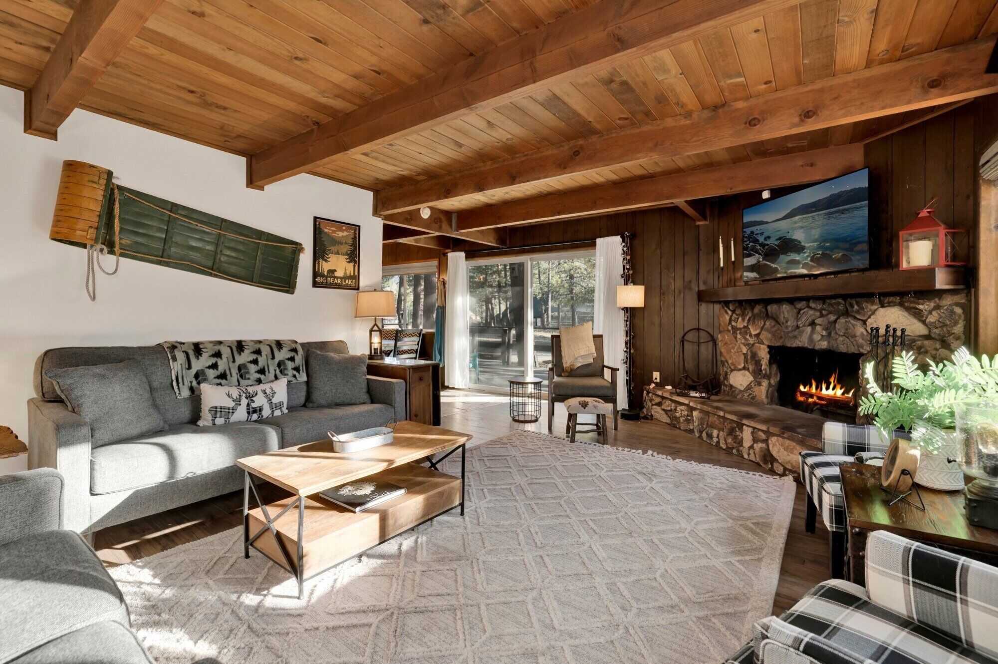 Smart TV, chimenea, videojuegos y libros 