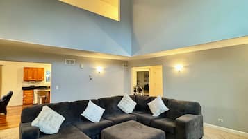 Smart TV, fireplace, foosball, table tennis