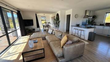 Una televisión, una chimenea