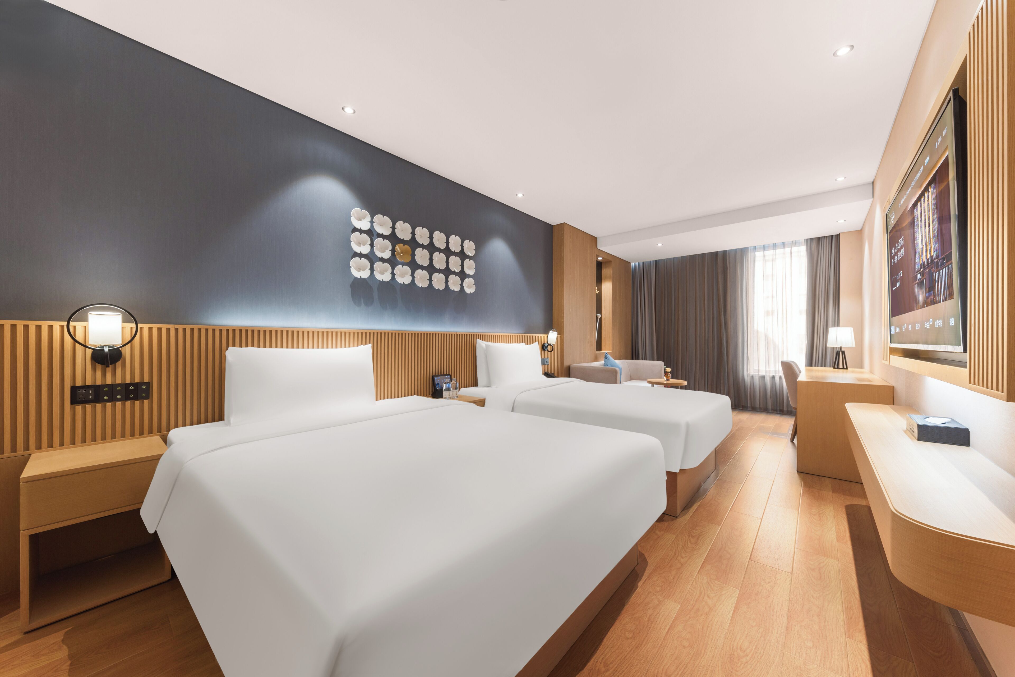 家庭雙床房, 城市景觀 | 書桌、筆電工作空間、遮光布/窗簾、隔音