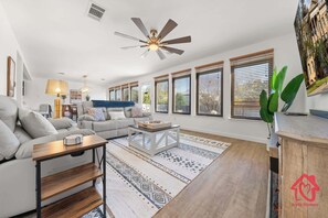 TV, fireplace, video games, offices