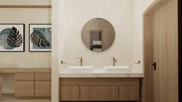 Suite superior (Suite Venus) | Baño | Tina y regadera independientes, secadora de cabello, batas, toallas