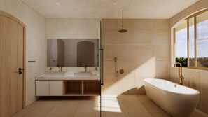 Junior Suite | Bathroom | Shower, towels, toilet paper - The Sanctuary Hotel  (Santa Maria Huatulco)