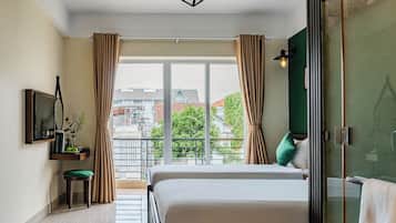 Minibar, desk, laptop workspace, free cots/infant beds