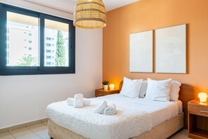 Apartamento, 1 cama de casal, cozinha, vista para a cidade | Roupas de cama de algodão egípcio, roupas de cama premium