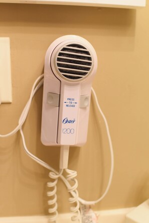 Hair dryer, towels