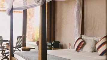Deluxe Double Room, Patio, Ocean View | Minibar, in-room safe, WiFi (free), individually decorated