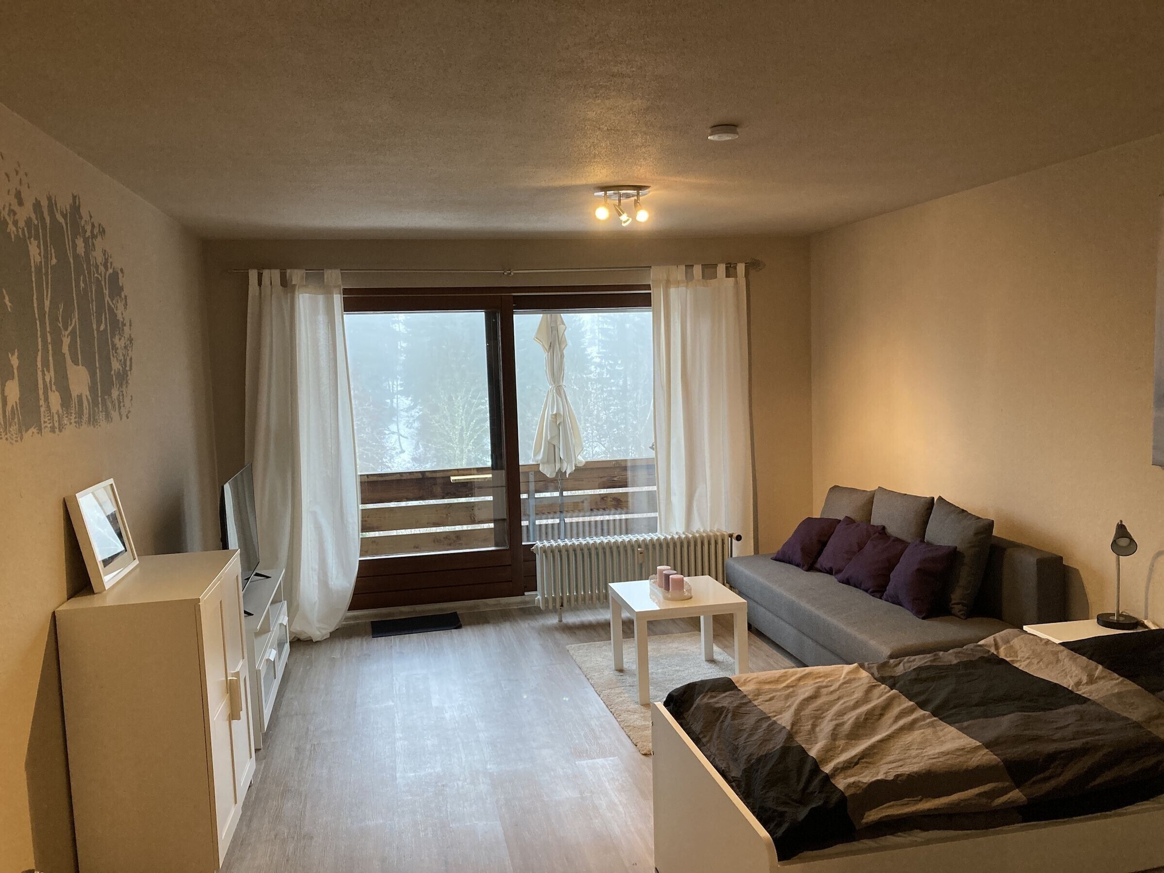 Fernseher, Kamin, DVD-Player, Stereoanlage