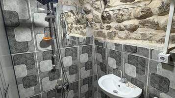 Shower, free toiletries, hair dryer, bathrobes