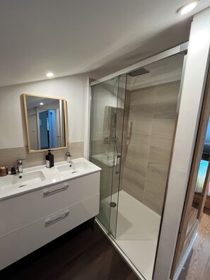 Shower, hair dryer, towels - Maison de Bertic: Haven of Peace with Pool & Jacuzzi by the pond (Lège-Cap-Ferret)