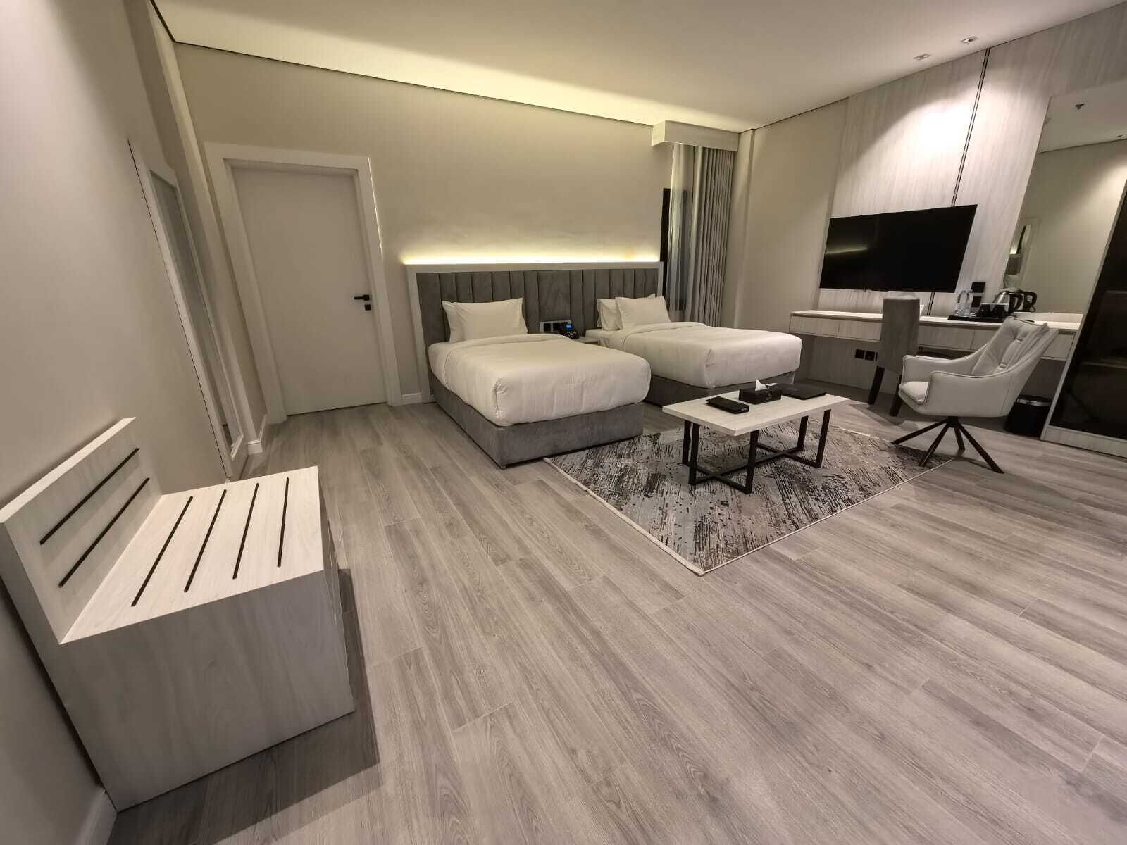 Egyptian cotton sheets, premium bedding, memory-foam beds, minibar