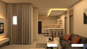 Een 55-inch lcd-televisie met satellietzenders en een printer