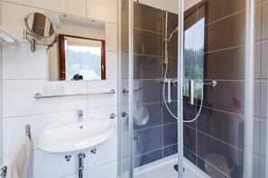 Shower, hair dryer, towels - 'Morgensonne' 2-Room Apartment by Gästehaus Sandvoss, Near Lake, Titisee (Titisee-Neustadt)