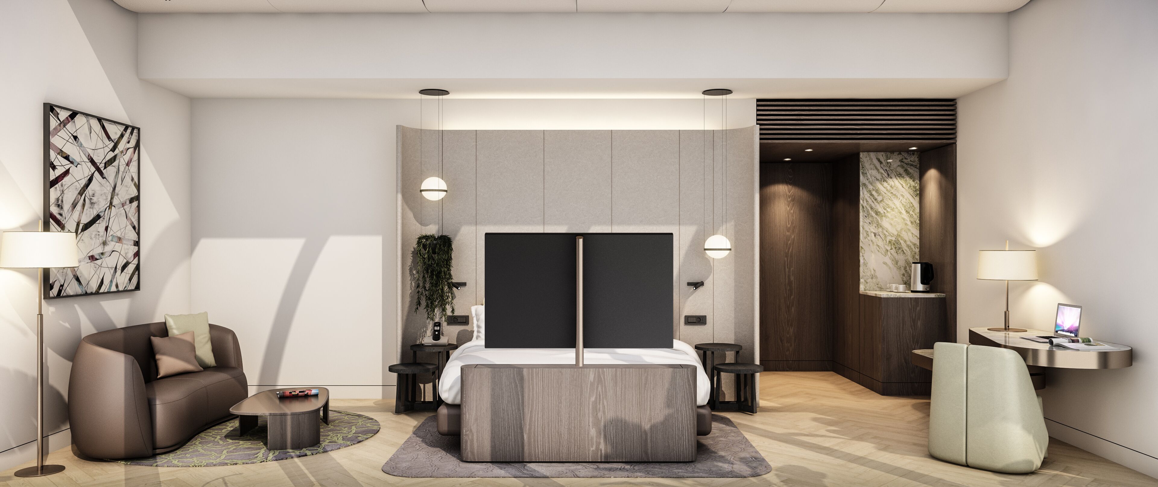 Egyptian cotton sheets, premium bedding, minibar, in-room safe