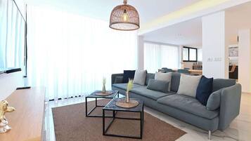 Smart TV, table tennis, books, offices