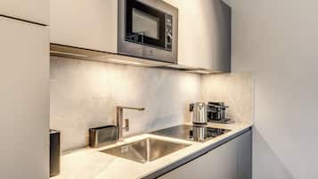 Leilighet, 1 dobbeltseng med sovesofa (0 Bedroom) | Eget kjøkken | Mikrobølgeovn, espressomaskin, vannkoker og høy barnestol