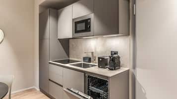 Apartment (1 Bedroom) | Private kitchenette | Microwave, espresso maker, electric kettle, highchair