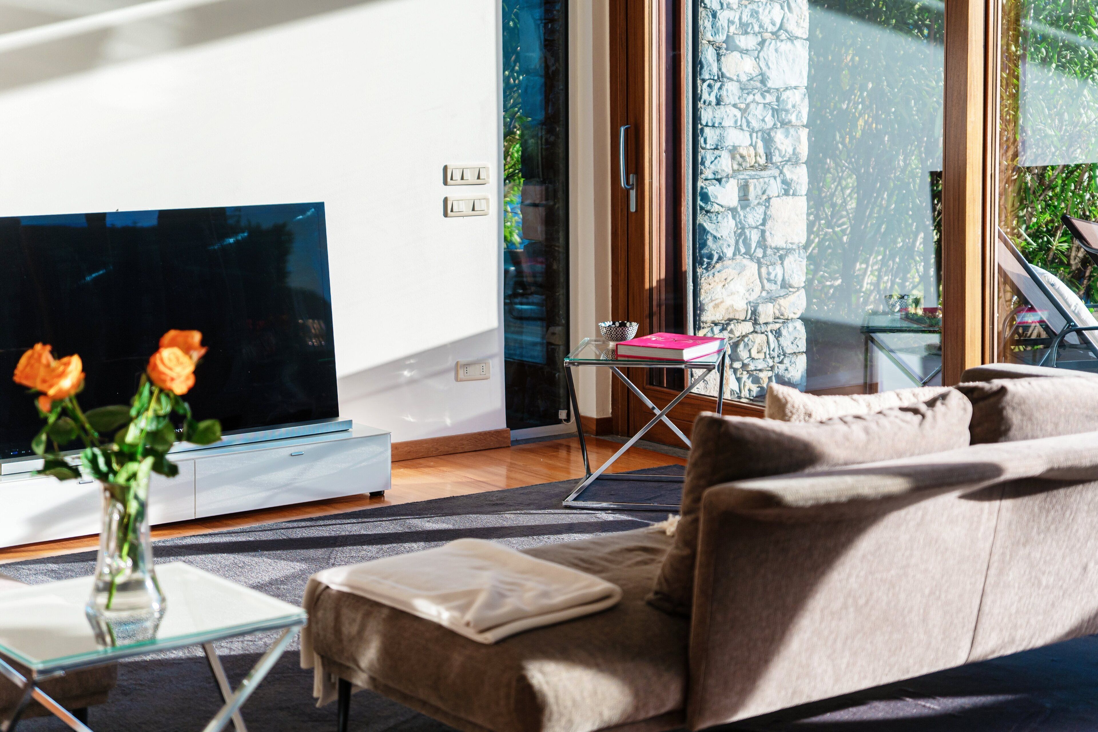 Apartment, Lake View | Living area | 30-inch TV with digital channels