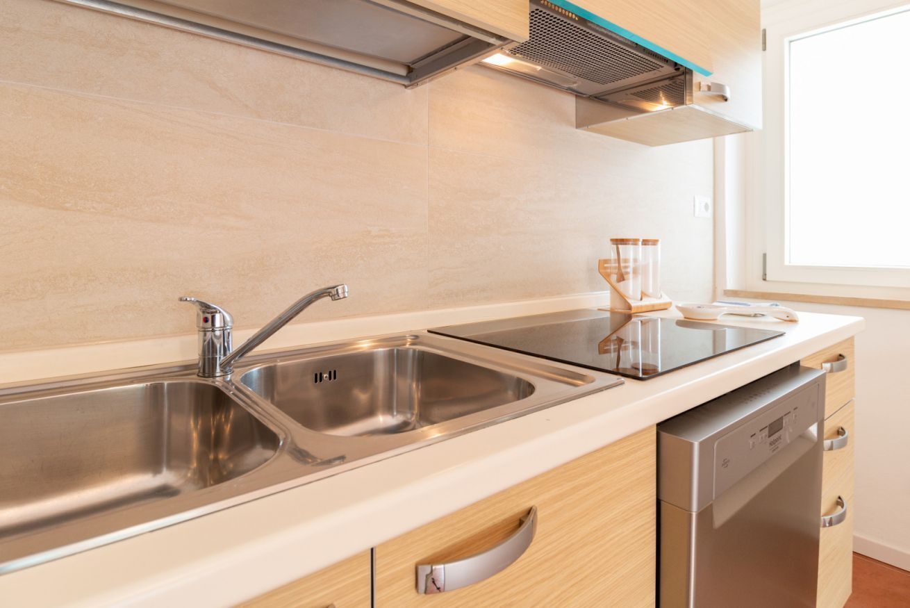 Fridge, microwave, dishwasher