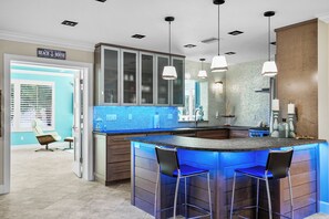 Fridge, microwave, oven, stovetop - Sapphire Serenity · Glass Walls · Pool · 30-Night (Holmes Beach)