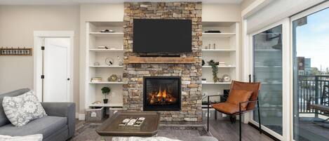 Smart TV y chimenea