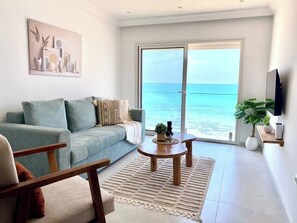 Apartment, 2 Bedrooms, Balcony | Living room - L'écume Blanche - Apartment With Feet in the Water (La Marsa)