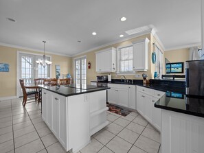 Fridge, microwave, oven, stovetop - Soundfront Living with Ocean Views, Private Dock & Pool (Emerald Isle)