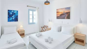 Blackout curtains, iron/ironing board, free cots/infant beds, free WiFi