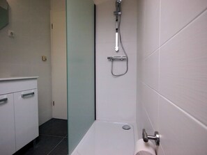 Shower, hair dryer - Takelage – Dog-Friendly Apartment with Balcony on Fehmarn (Gollendorf)