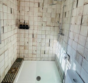 Ducha, toallas, jabón y papel higiénico