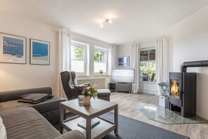 Fernseher, Kamin, DVD-Player