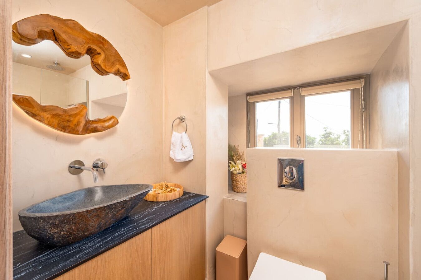 Hair dryer, towels, toilet paper