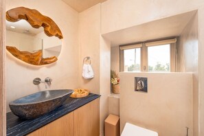 Hair dryer, towels, toilet paper