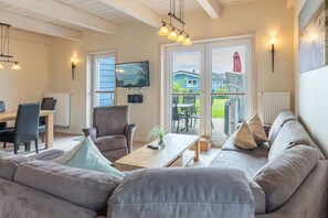 Smart TV, fireplace, DVD player - skandinavisches Reihenhaus in Dagbuell mit Sauna (Dagebüll)