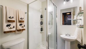 Regadera, secadora de cabello, toallas, shampoo 