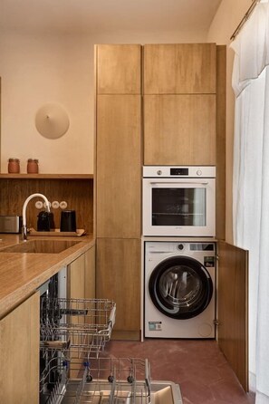 Coffee/tea maker, fridge, microwave, oven - Cozy Boutique 1BR Apt in Mets, near Acropolis (Athens)