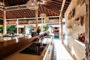 Fridge, microwave, stovetop, coffee/tea maker - Stylish 4BR Canggu Villa • Private Pool & Sundeck • 8 Min to Beach (Badung Regency)