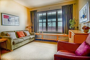 Condo, Multiple Beds, Pool Access, Mountain View (3 Br: Expedition Station 406) | Living area - Expedition Station #406: Slope Side, 3 Bed 3 Bath - Perfect for Couples or With Children (Snowshoe)