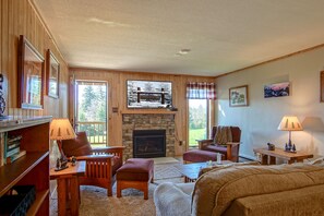 Condo, Multiple Beds, Balcony, Mountain View (2 Br: Powderidge 31) | Living area - Powderidge #31: 2 Bedrooms, 2 Full Baths: Slope Side, Wood Fireplace (Snowshoe)