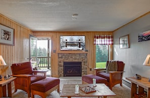 Condo, Multiple Beds, Balcony, Mountain View (2 Br: Powderidge 31) | Living area - Powderidge #31: 2 Bedrooms, 2 Full Baths: Slope Side, Wood Fireplace (Snowshoe)