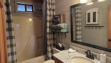 Hair dryer, towels, toilet paper
