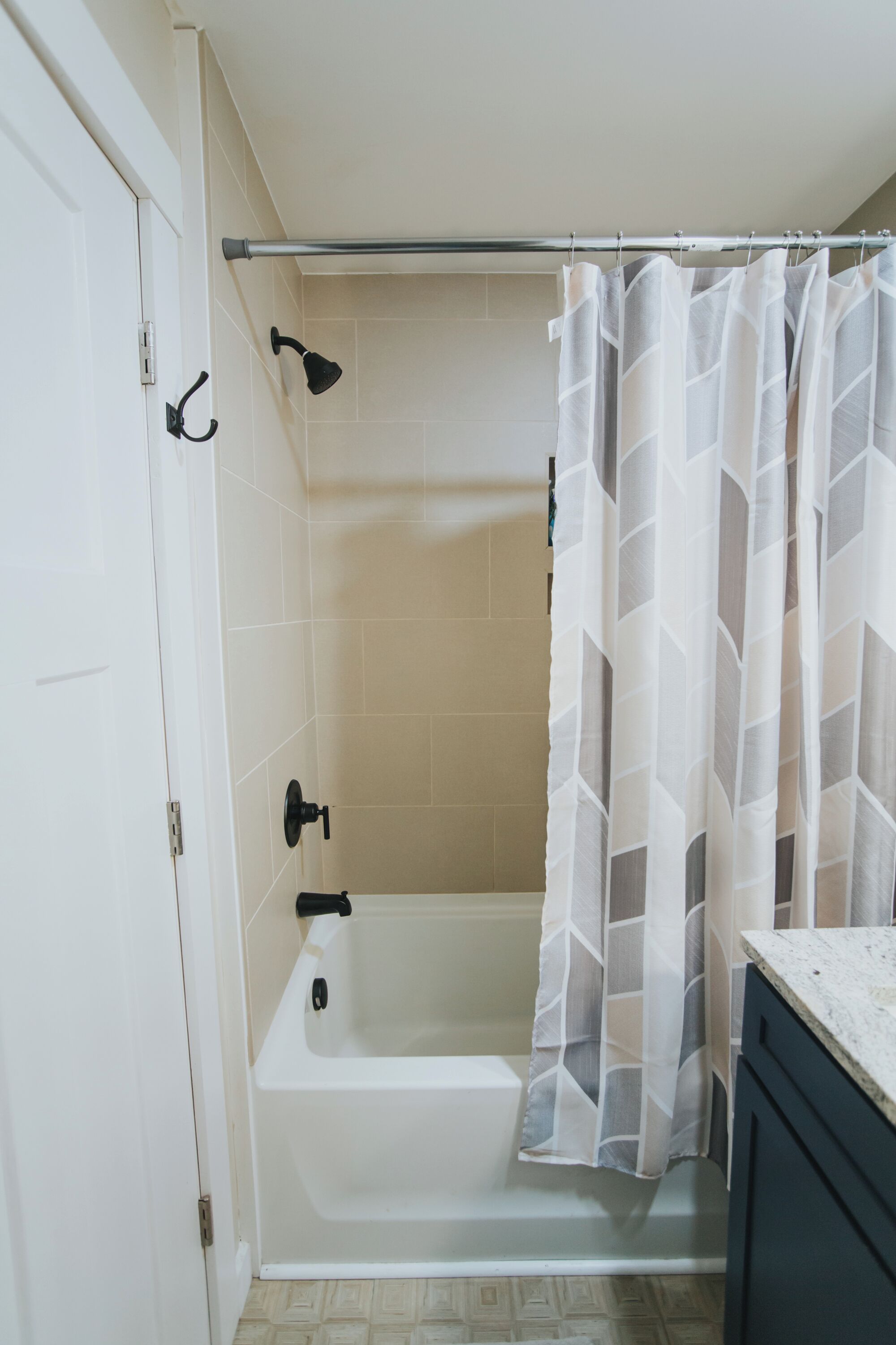 Shower, towels, soap, toilet paper
