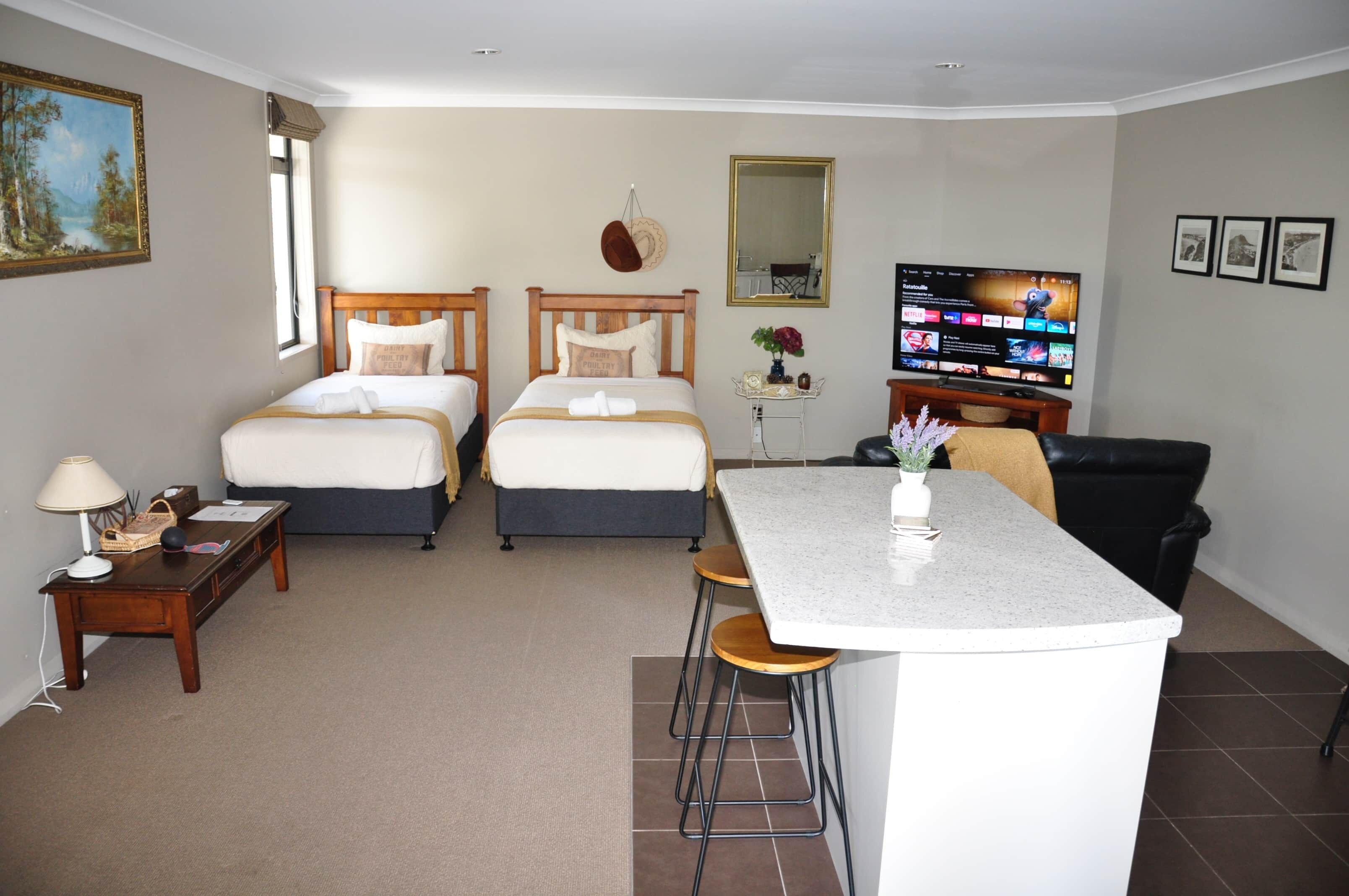 2 habitaciones, escritorio, tabla de planchar con plancha y wifi gratis 