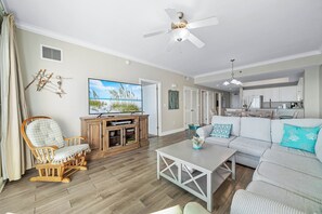 Smart TV, table football - 2BR Beachfront Condo With Sweeping Gulf Views, Indoor/Outdoor Pool, Hot Tub, (Gulf Shores)