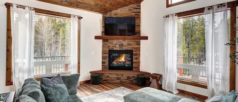 TV, fireplace, offices