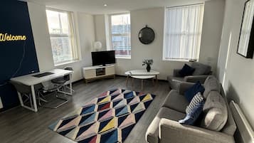 Deluxe-lejlighed - udsigt til kanal | Opholdsområde