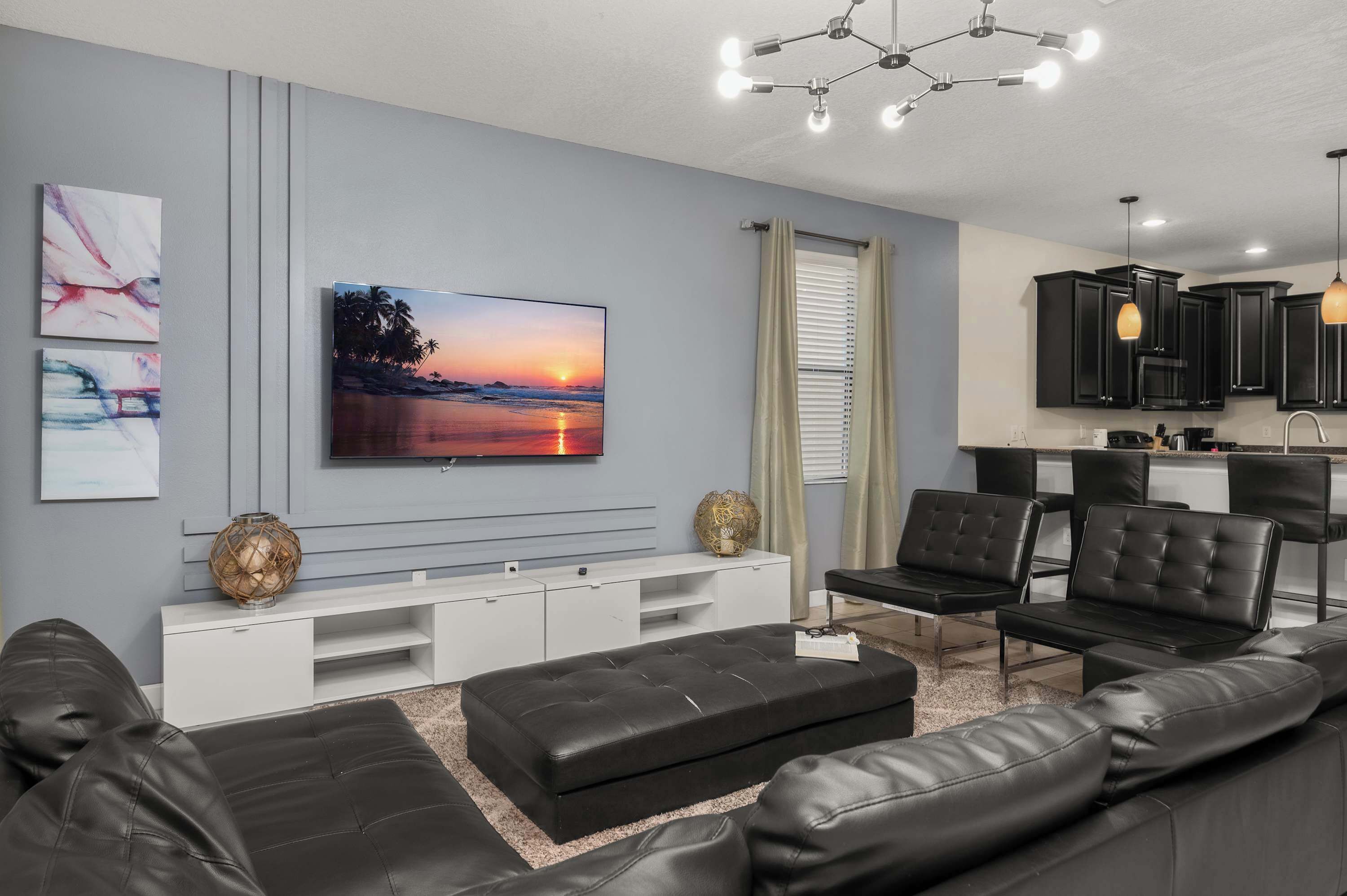 TV, foosball, offices