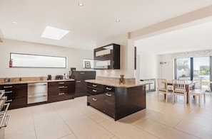 Fridge, dishwasher, coffee/tea maker, high chair - Fleetwood: East Wittering Beachfront Home – Sleeps 12, Sea Views & Garden (East Wittering)